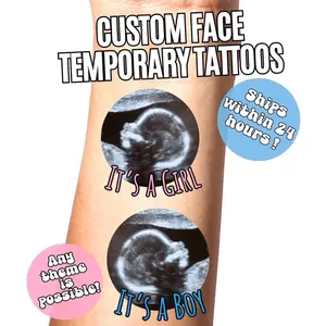 Custom Face Temporary Tattoos for Baby Shower & Party Favors Its a Boy or Girl Personalized Fake Tattoos Gifts for Gender Reveal Events
