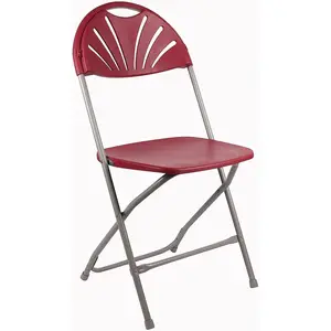 BTExpert Red Plastic Folding Chair Steel Frame Commercial High Capacity Event Chair lightweight Wedding Party