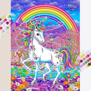 5D DIY Full Drill Diamond Painting - Unicorn, Rainbow Diamond Painting Kit, Mosaic Canvas DIY Wall Art, Home Wall Decor