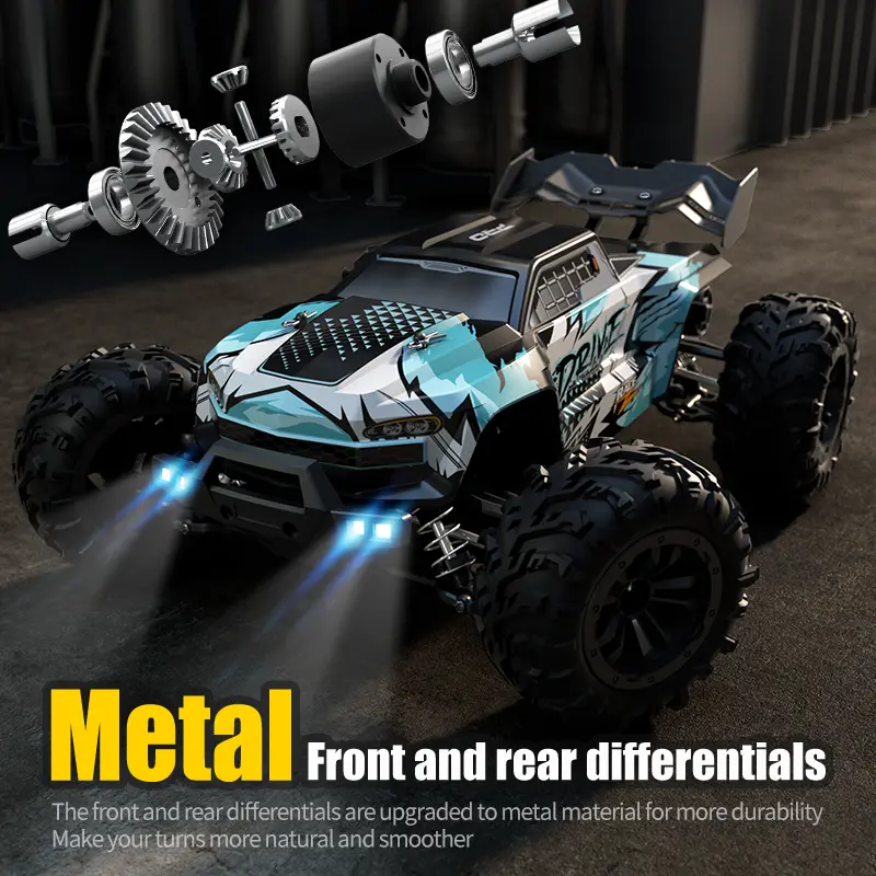 Brushless Motor RC Car - Pro 1:16 Scale 4WD Off-Road Remote Control Stunt Car, 70km/h Top Speed, LED Lights, Anti-Collision Body, Ideal Birthday Gift for Kids, Rc Stunt Car