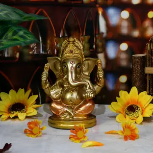 BangBangDa Hindu Lord Ganesha Statue - Indian Elephant God Murti Decor Hand Painting Figurines Idol Wedding Return Gifts Home Mandir Pooja Item Altar Yoga Room Family Decor Religious Ornaments Spiritual Symbol