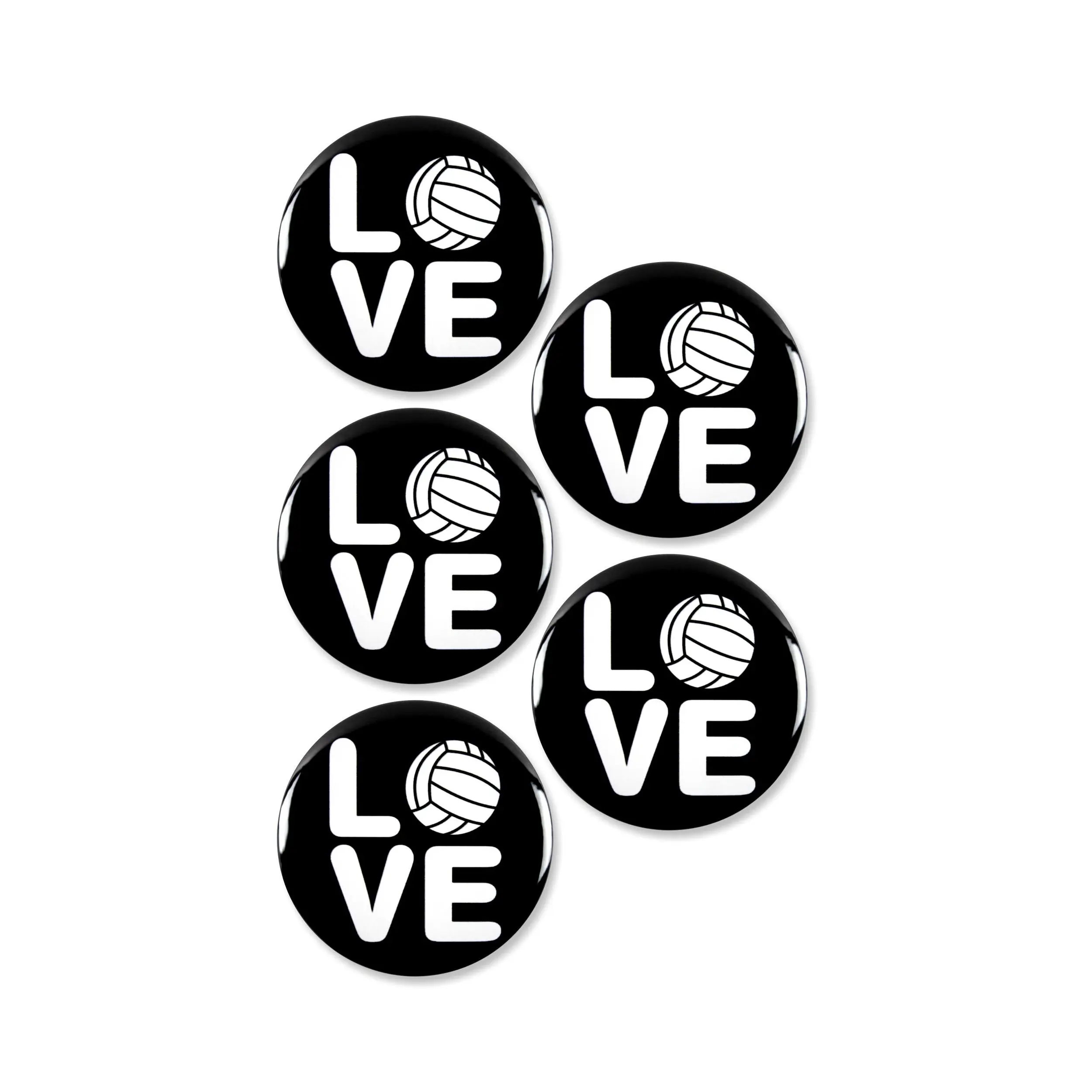 5 Pack - Love Volley Ball Sports Pinback Buttons - 2.25 Inch