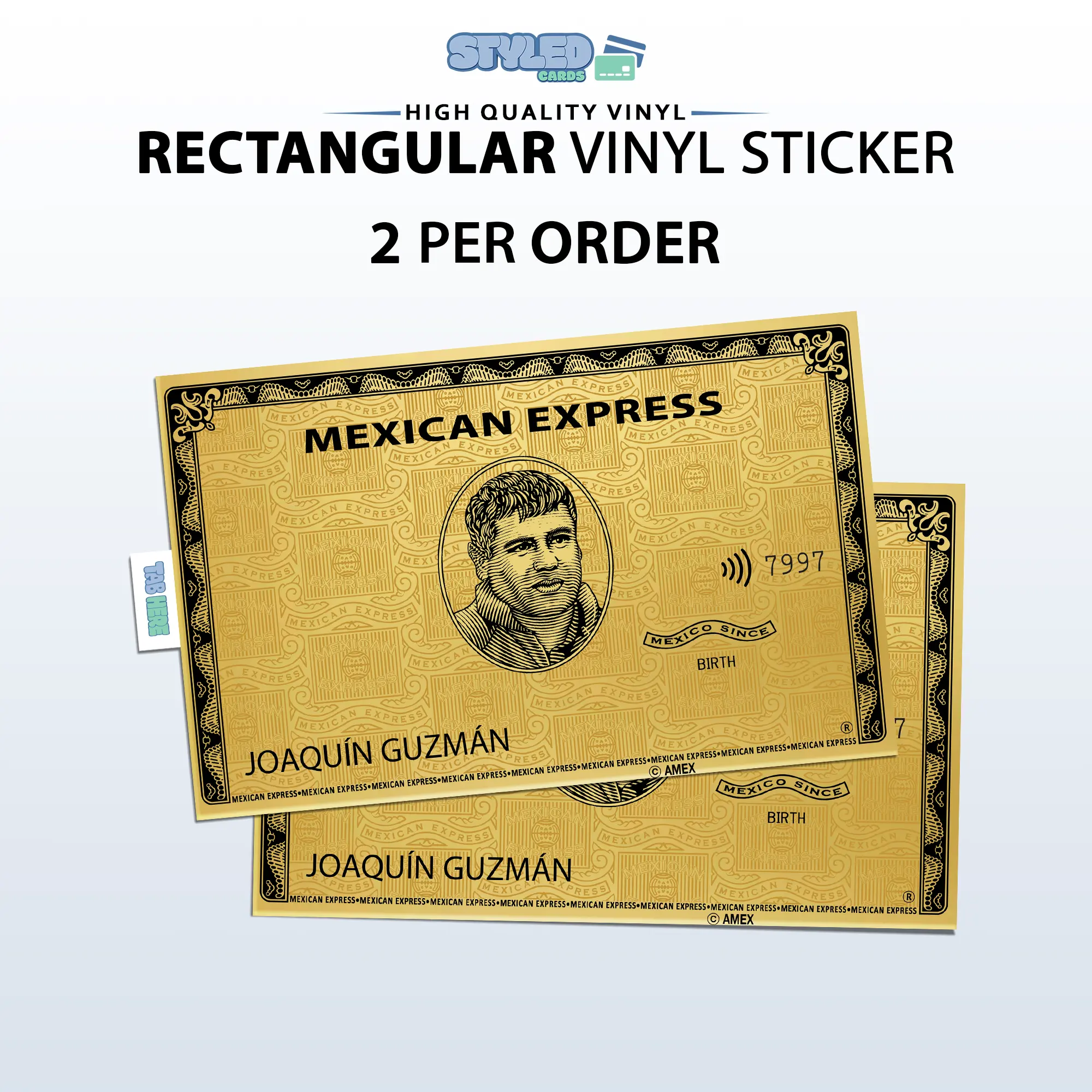 Joaquin guzman mexican express rectangle vinyl sticker