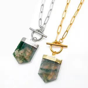 Flourish Moss Agate Toggle Necklace