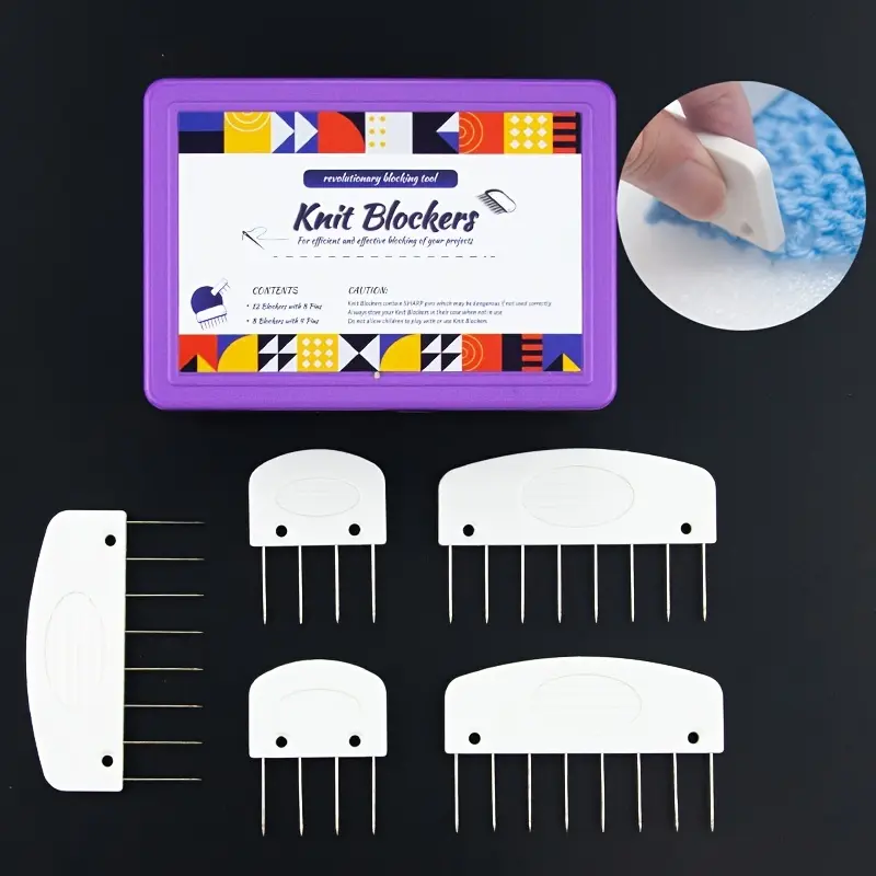 20pcs Knitting Blocks And Needles Kit, Knitting Blocks Combs For Blocking Knit Crochet, Lace Needlework Projects, Blocking Mats For Knitting Pads, Knitting Supplies Crafts