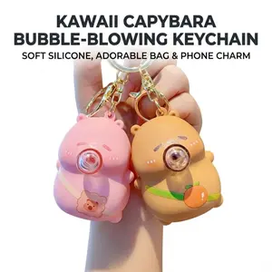 1Pc Kawaii Capybara Squeeze Bubble Keychain, Funny Squishy Fidget Toy Bag Charm, Silicone Stress Relief Pendant Trendy Party Favors for Girls