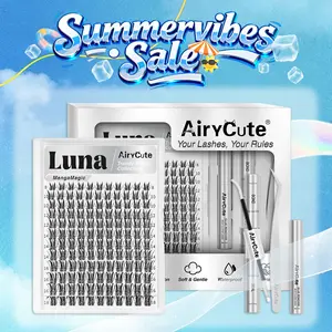 Luna | AiryCute MangaMagic Collection Upgrade U Lashes with Ultra-Dense, Waterproof, Long-Lasting Lashes | Aphrodite | Fashion Wet Look | Beginner Friendly DIY Lashes For a Flawless, Voluminous Look | Trendy & Must-Have Clusters #SummerVibes