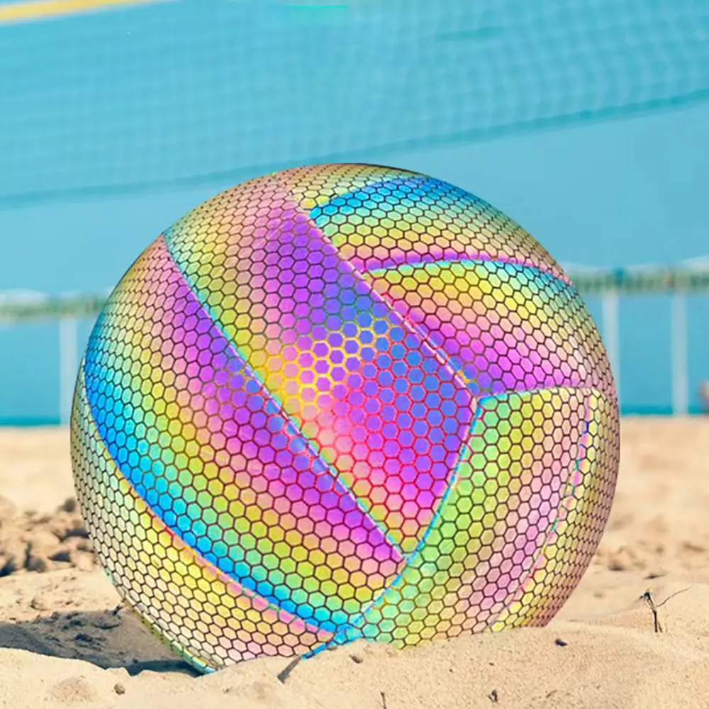 Size 5 Beach Volleyball Reflective Volleyball Glow-in-the-Dark Volleyball Rainbow Color Sports Ball