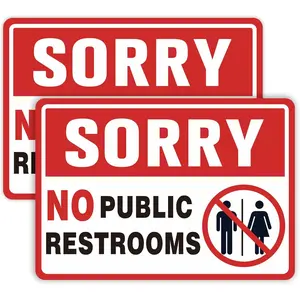 1PCS No Public Restroom Signs for Business, Bathroom Sign Sticker for Office Home Window Door 8*12inch