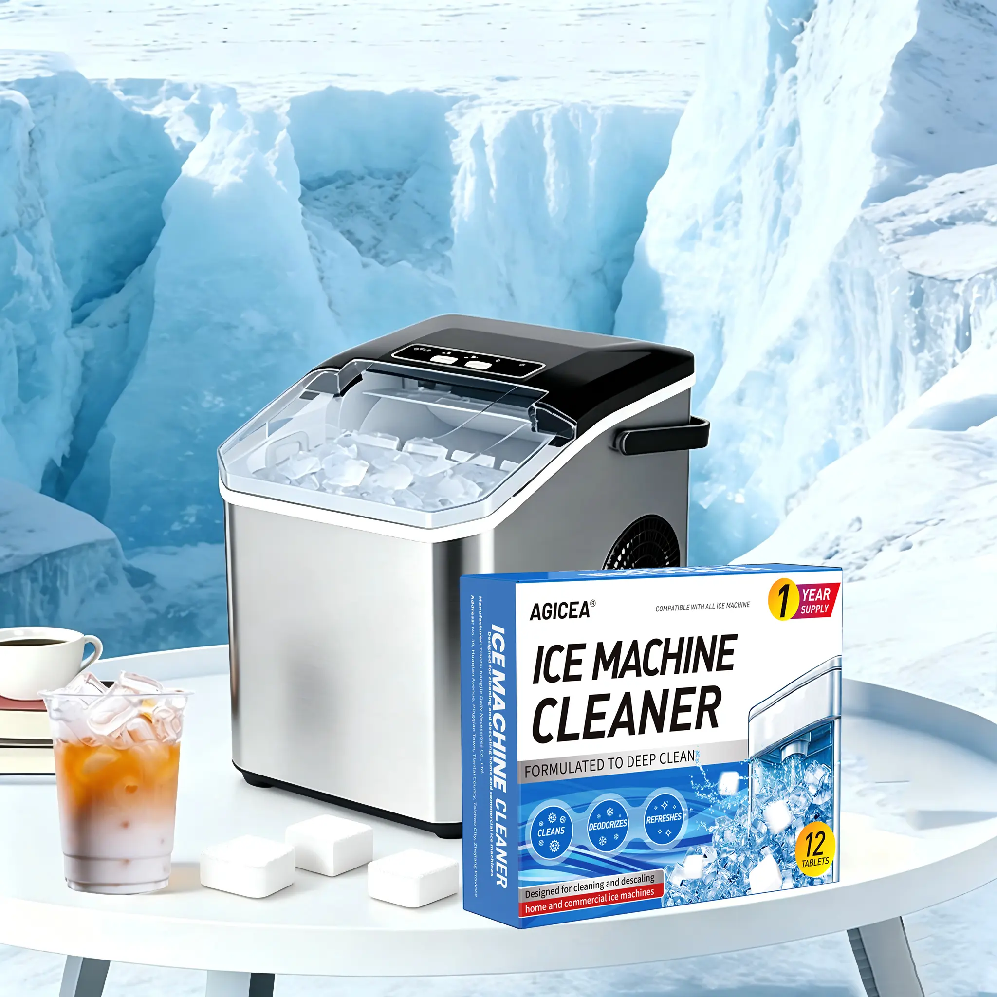 Ice Machine Cleaner Tablets、Descaler、Remove Limescale、Deodorize、Countertop Ice Maker、Commercial Ice Machine， For portable restaurant bar ice machine