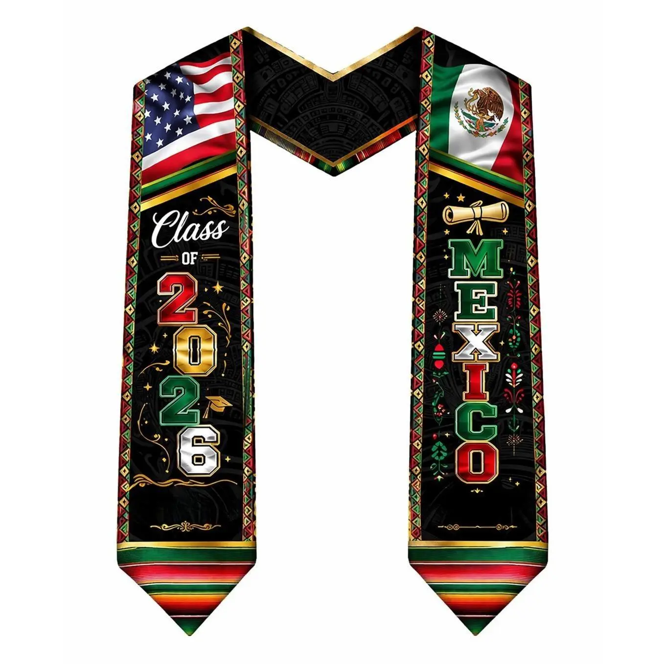 EastJia Made in USA 2026 Graduation Sash,WHIMCHOIT, Custom Flag Pattern All-Over Print, Cultural Diversity Styling, Durable Washable Polyester, Unisex Ceremony Accessory, Ideal Gift & Photo Prop summerwins, Stole