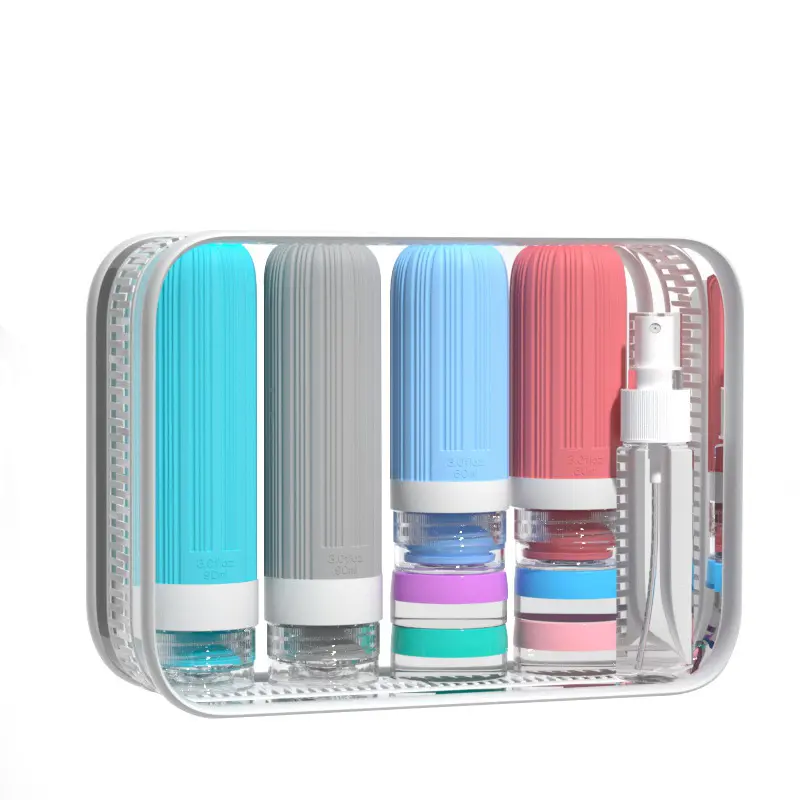 Set of Silicone Dispensing Bottles for Shampoo and Body Wash, Portable Travel Dispensing Bottles