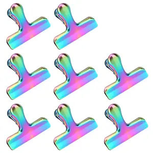 8 Pack Bag Clips, Stainless Steel and Heavy Duty Metal Bag Clip,Tightly Seals Chip, Coffee, Bread or Cereal Bags To Keep Food Fresh, for Home, Kitchen, Office, Pantry, Camping