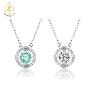 Moissanite 1ct Waterproof Rhythm of Love Dancing Stone Pendant Necklace Silver-Plated Flickering Halo Necklace Silver-Plated Dainty Luxury Jewelry Perfect Birthday Engagement Wedding Anniversary Christmas Thanksgiving Valentine's Day Daily Wear