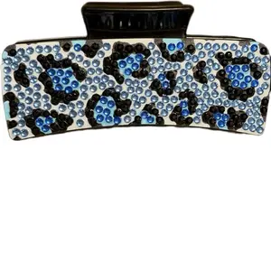 Hair Claw Clip, Luxury Handcrafted Diamond Art Animal Print Accessory with Crystal Sparkle, Plastic Design for Thick Hair, Cute Hairstyles and Casual Wear