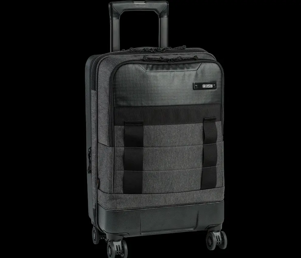 OGIO ONU 4WD Suitcase - Black Hybrid Travel Bag with Wheels & Handle, Padded Laptop Compartment, Quick-Access Panel, USA Airline Regulated Carry-On