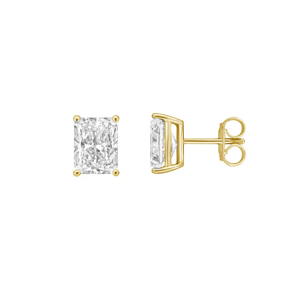 2.12ct 14K Yellow Gold Radiant Diamond Solitaire Earrings (IGI CERTIFIED)