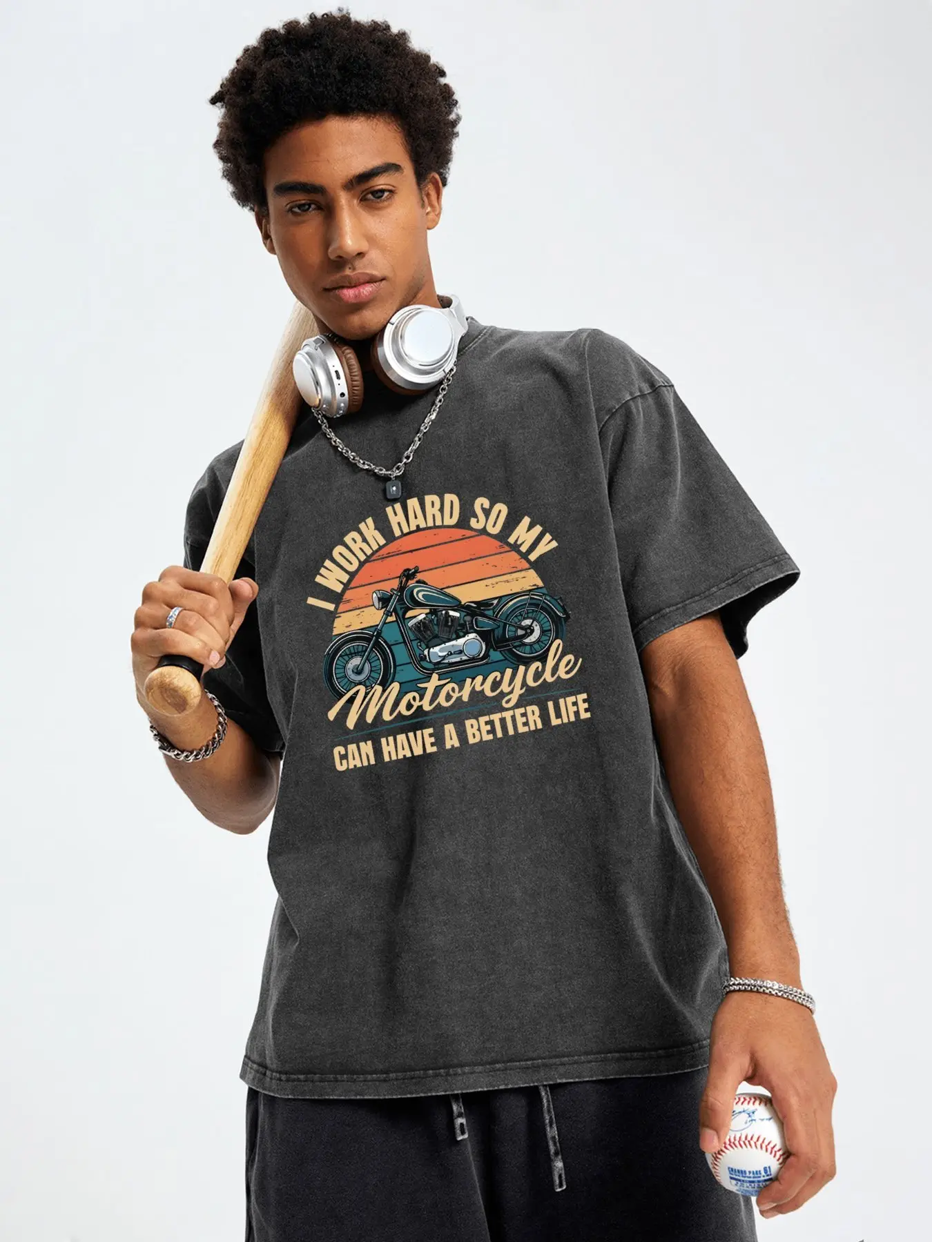 Men's Short-Sleeve T-Shirt - For Long Shifts, 2-Wheeled Freedom Enthusiasts