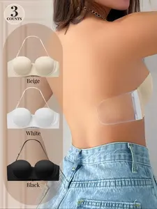 Women's Solid Color Strapless Bandeau Bra, Push Up Silicone Side-wing Off-shoulder Bra, Multi-purpose Suitable for All Seasons, Non Slip Bra, Clothes for Women, Underwear