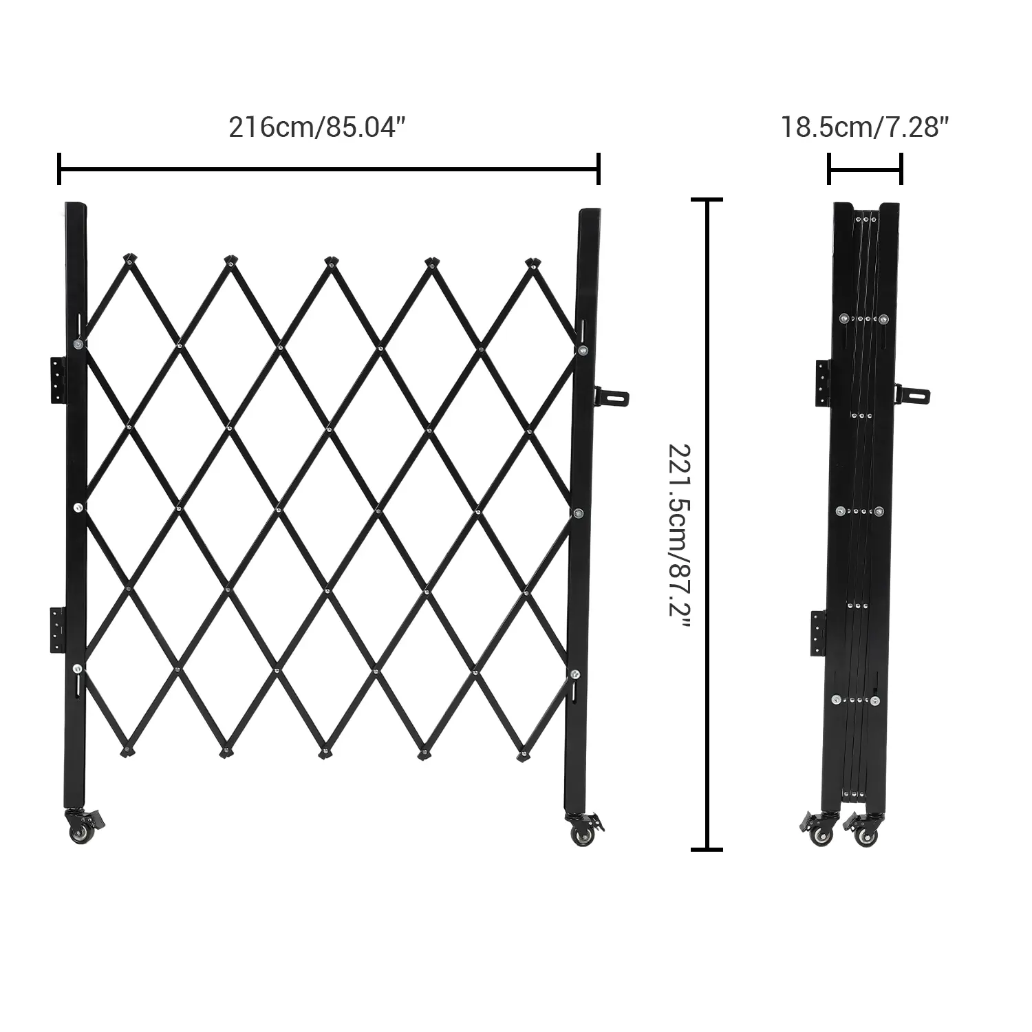 Heavy-Duty Steel Folding Security Gate with Lock – Expandable, 360° Swivel Casters, Retractable Accordion Barrier for Outdoor, Garage, Pool, Garden – Easy Install, Durable, Accordion Shape, Scissor Fold