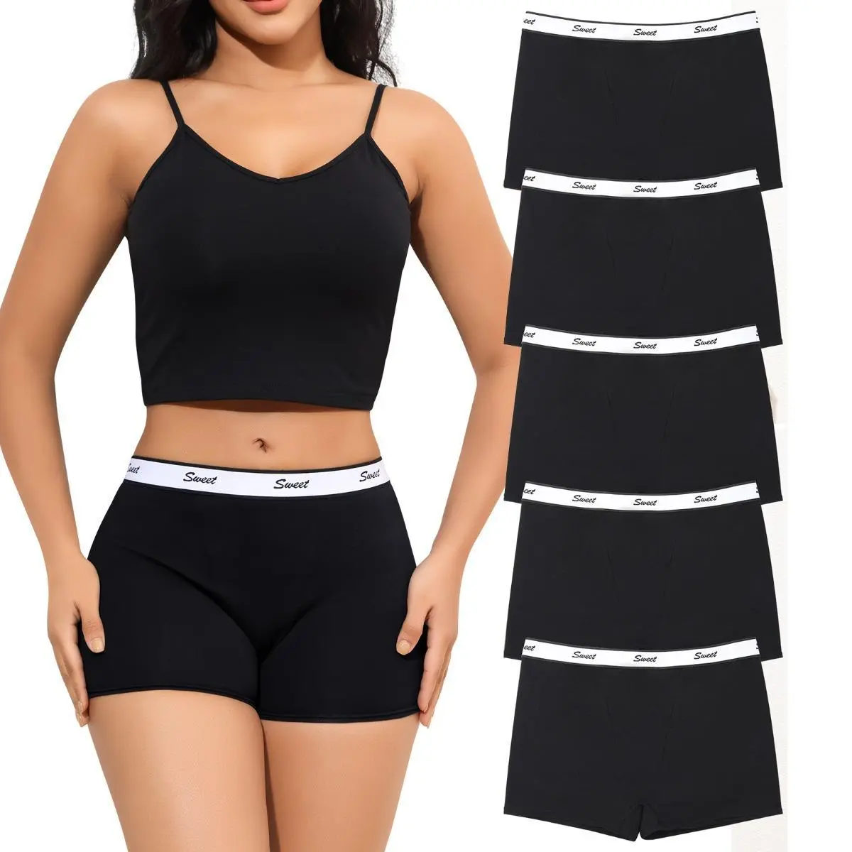 LEVAO Women Boyshorts Panties Cotton Boxer Briefs Underwear for Ladies with Stretch Cotton, 5 Pack