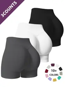New Women's Yoga Shorts, High Waist Tummy Control Butt Lift, Sporty Fitness Wear, Gym Yoga Shorts, All Season Cycling Shorts, Plain Design, Athletic Fitness Shorts