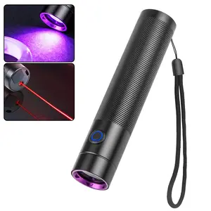 Rechargeable UV Flashlight with Beam Pointer, 365nm Light for Pet Urine Detection, Mini LED Torch for Dog Cat Pee Inspection