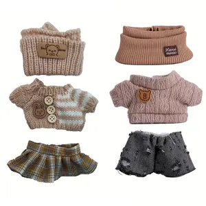 6.7inch 2 sets labubu Clothing Accessories Set Hat + Clothes + (pants or skirt) Doll Clothes Suitable for Fashion Plush Dolls Cute Clothes Dolls