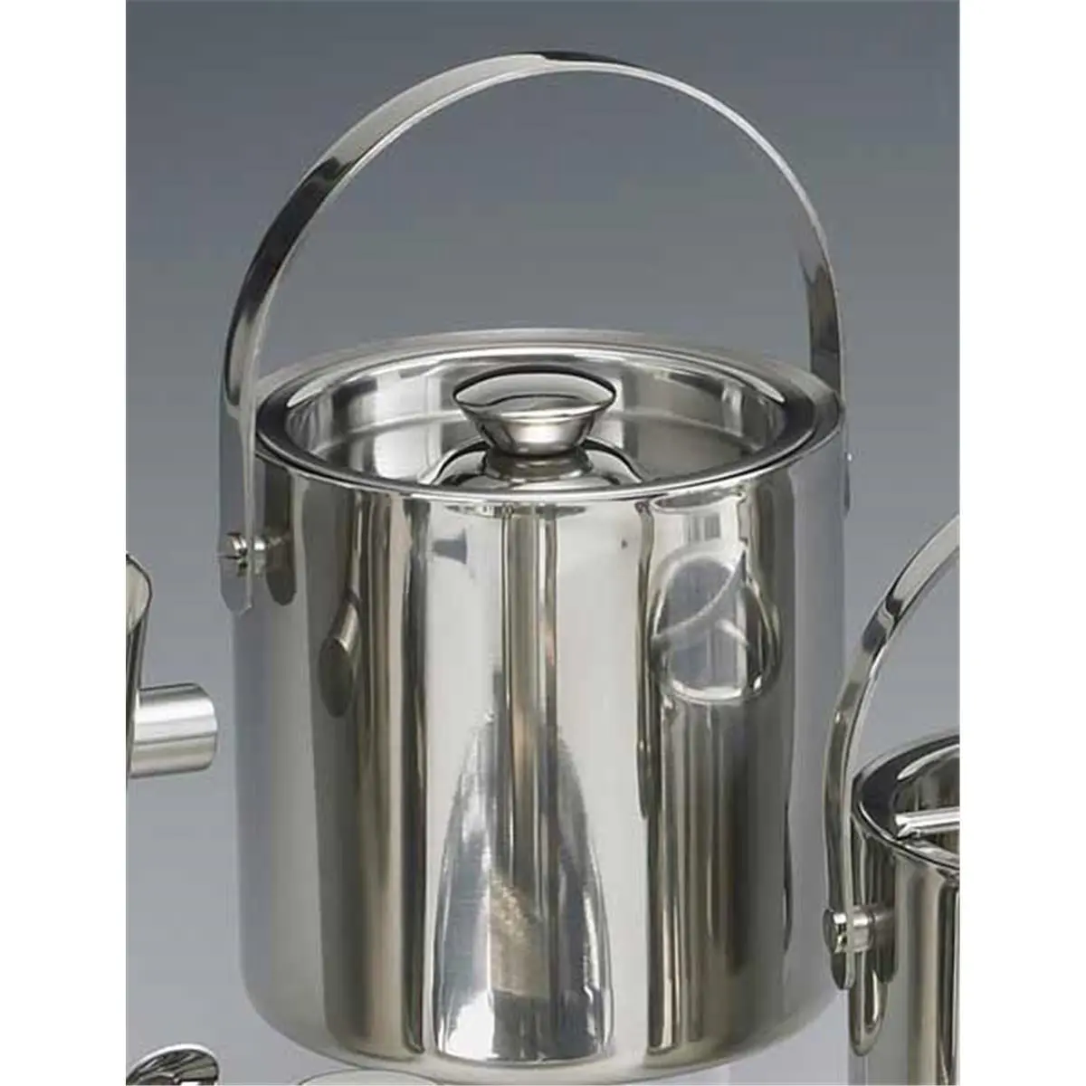 212 MAIN Brushed Finish Metal Stainless Steel Ice Bucket - 1 Qt Double Wall Insulated, Indoor Ice Retention Kitchenware, Home Bar Accessory