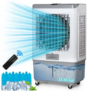 ZOKOP 15.85 Gallon Portable Evaporative Cooler With Dust Filter, Indoor, Outdoor, 2941CFM Personal Air Cooler With Remote Control, Large 15.85 Gallon Water Tank And Rolling Casters, 4 Ice Packs, Water Inlet Hose, White