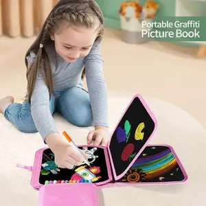 Portable Drawing Book, Drawing Pad, 1 Set Erasable Reusable Chalkboard Book, Educational Graffiti Painting Drawing Board Book for Boys & Girls, Reusable Doodle Book, Art Supplies