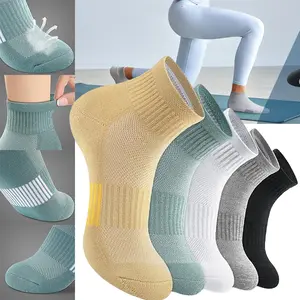 Pack of 5 Women'S Compression Running Socks - Thick Cushioned Ankle Support Low-Top Athletic Socks, Moisture-Wicking Breathable for Spring/Summer,Sporty Style
