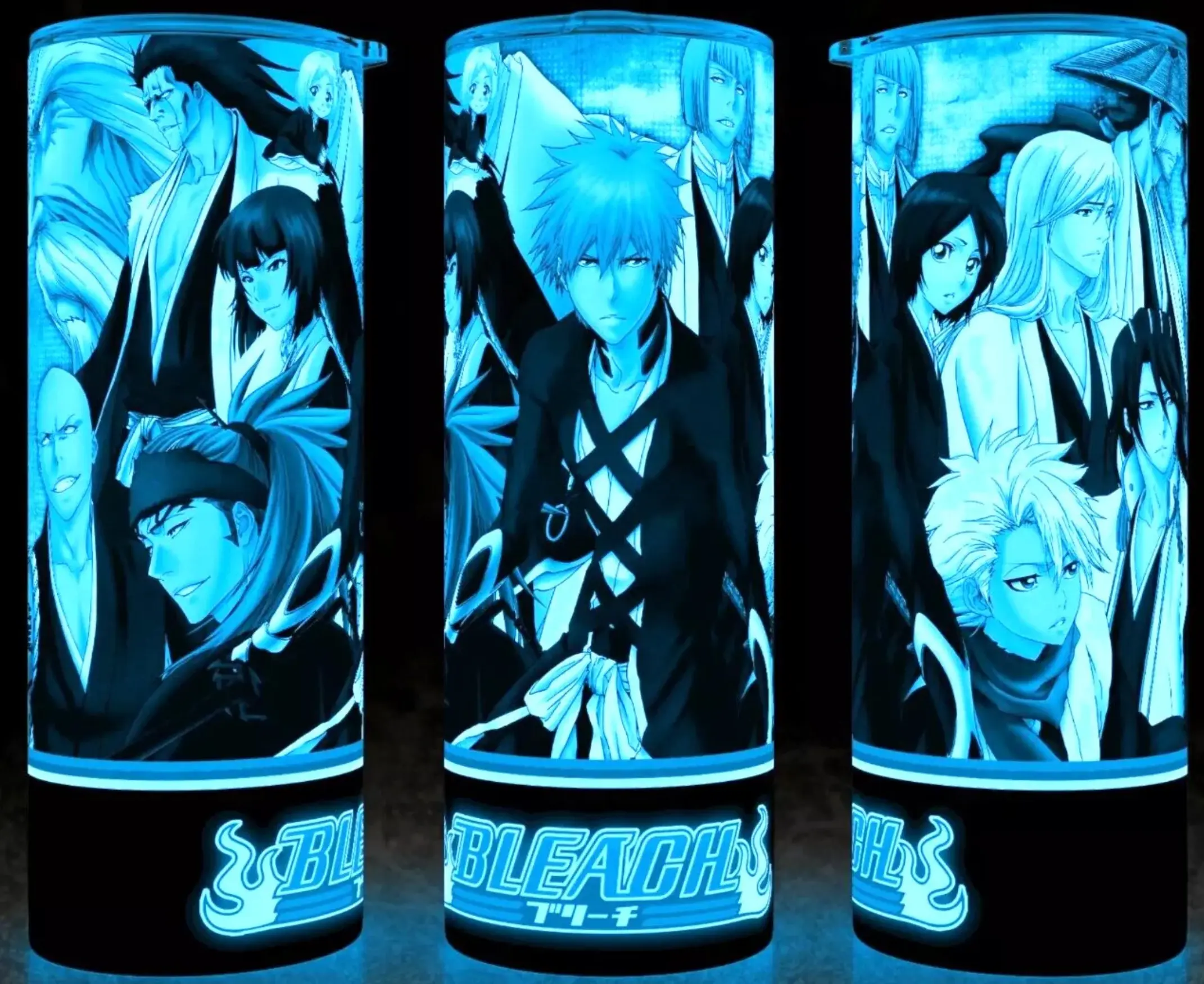 Glow in the Dark Bleach - Ichigo Kurosaki Anime Cup Mug Tumbler 20oz with Lid and Straw - Elegant Drinkware for Anime Fans - Perfect for Hot or Cold Drinks! Stainless Steel. Flasks Plastic Stylish Aesthetic