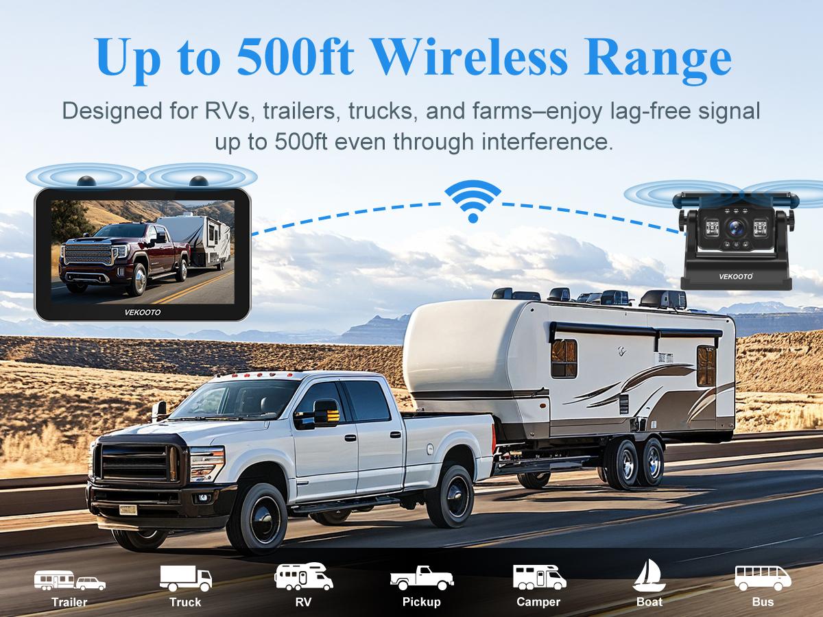 VEKOOTO VK7 Pro Magnetic Solar Wireless Backup Camera 7'' IPS Touchscreen Monitor IP69 Waterproof HD1080P No Wiring Rechargeable Camera for RV Trailer Camper Blind Spot Truck Automotive Backup Camera for Truck IR Night Vision farmer toolupgrade VEKOOTO VK7 Pro Magnetic Solar Wireless Backup Camera 7'' IPS Touchscreen Monitor IP69 Waterproof HD1080P No Wiring Rechargeable Camera for RV Trailer Camper Blind Spot Truck Automotive Backup Camera for Truck IR Night Vision farmer toolupgrade