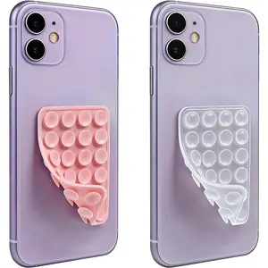 2 count  Suction Cup Phone Case Double-Sided Installation, Mirror Shower Phone Holder, Hands Free Phone Accessory Holder for Selfies and Videos, Free Your Hands (1Pink+1Translucent)