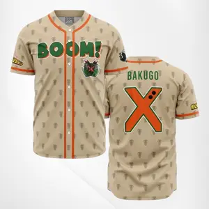 Blazing Bakugo My Hero Academia Anime Baseball Jerseys | Cool Summer Anime Vibes for Men & Fans