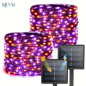 2pack Total 240LED, Solar Orange-purple Halloween Lights, IP65 Waterproof Fairy Lights, Halloween Decorations, Haunted House, Trick-or-treaters, Halloween Parade, Outdoor Twinkle Lights