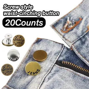 20 Counts Jeans Buttons Replacement, No Sew Adjustable Metal Buttons, Fashion Decor，Random Color