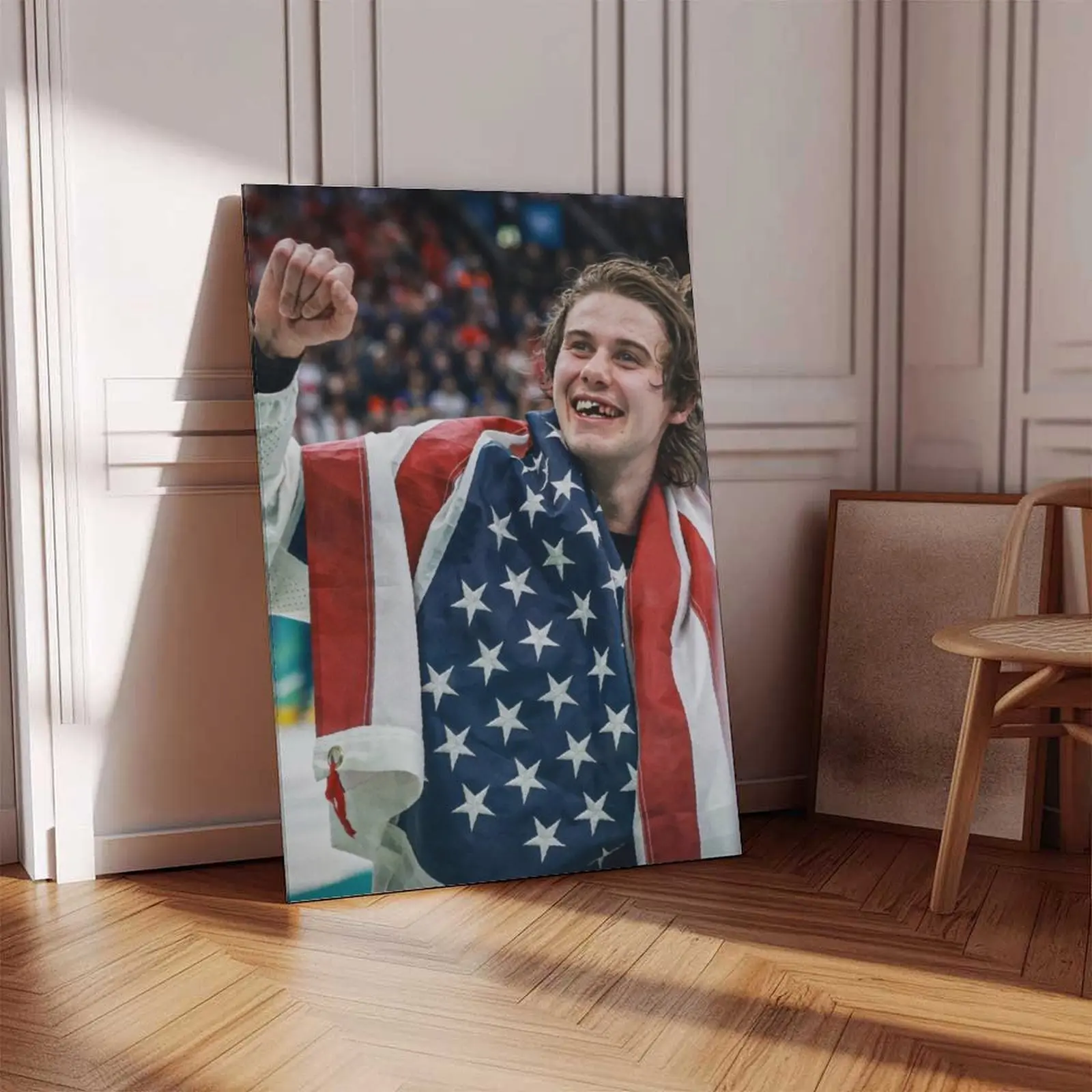 Team USA Hockey Olympic Champions Canvas Posters, Artistic Graphic Memorial Art Decoration, Home Wall Decor Gift for Milan Winter Olympics Fans, Wooden Wall Art
