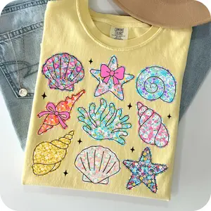 Comfort Colors Wildflower Seashell Clam Summer shirt Summer Vibes Floral Summer tee Summer Beach Wildflower Summer Design, Summer Vacation