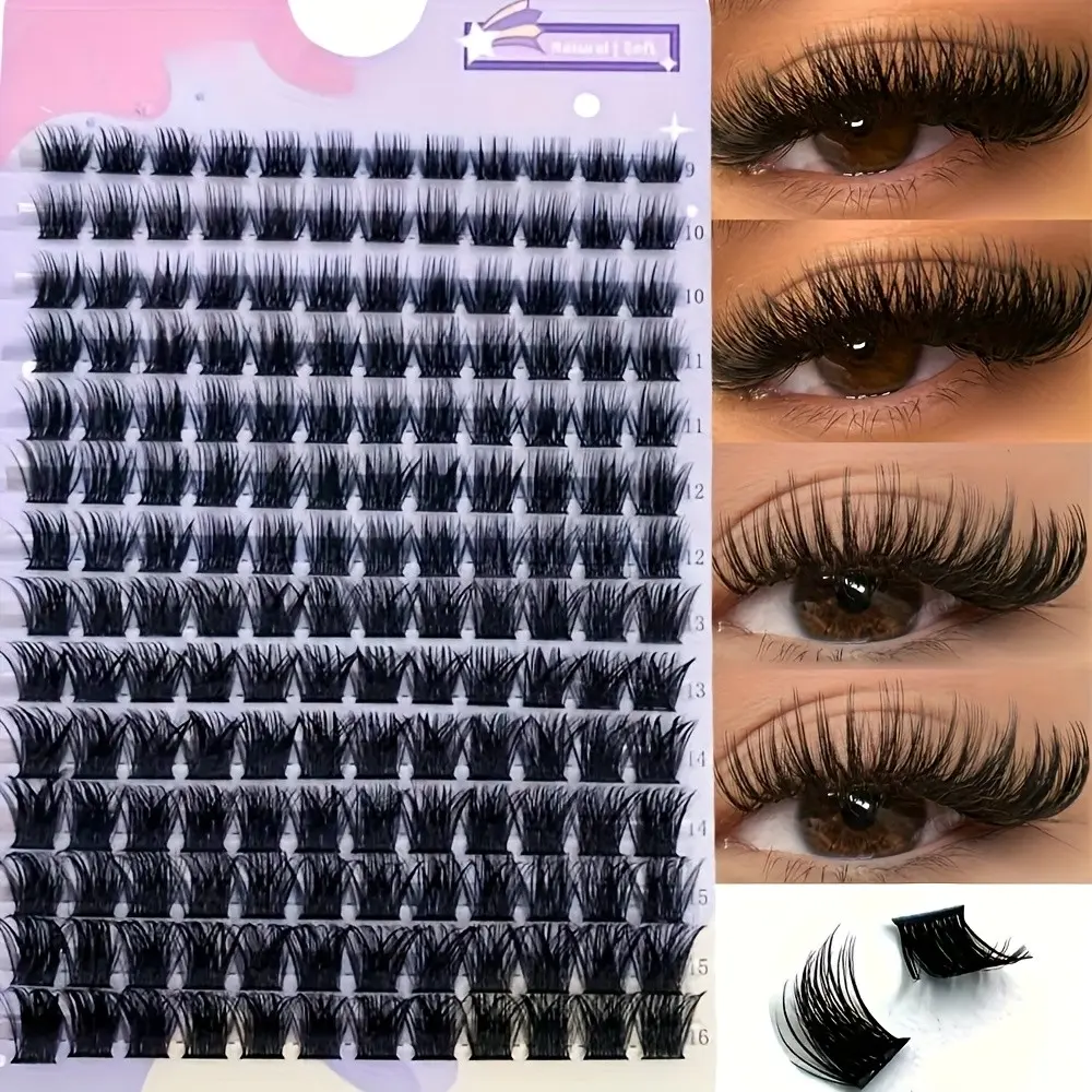 168pcs Mink Faux Mink Fluffy Eyelash Clusters, 0.07mm D Curl, Natural Wispy Mixed Lengths, Easy Volume Lash Extensions for Beginners, Diy False Eyelashes