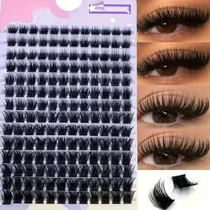 168pcs Mink Faux Mink Eyelash Clusters, 0.07mm D Curl, Natural Wispy Mixed Lengths, Easy Volume Lash Extensions for Beginners