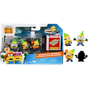 Minions Despicable Me 4- 4 Figure Packs Party Bus Bunch | 2 inch Collectible Figures | Pack Has 3 Figures Visible Plus 1 Surprise Figure Hidden