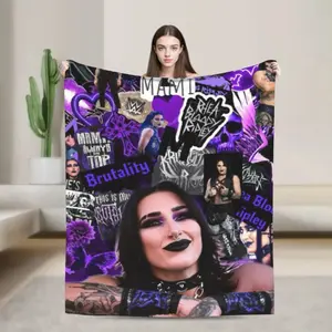 Rhea Ripley Wrestler Wrestling Throw Blanket for Couch Soft Fuzzy Plush Blanket Multi-size Bedspreads for All Seasons
