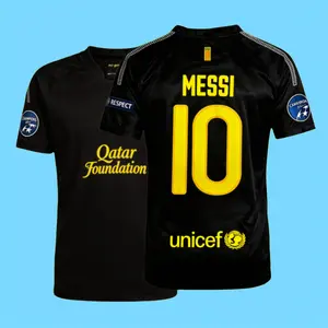 11 12  Retro Second Away Black No.10 Messi Short Sleeve Soccer Jersey