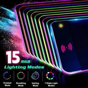 XXL RGB LED Desk Mat with Wireless Charging Pad, Gaming Mouse Pad for Keyboard, Laptop and Computer Setup  15