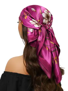 Women's Fashionable Printed Scarf Shawl Wrap, 90x90cm Travel Headscarf, Versatile Accessory for All Seasons, Stylish & Luxurious Design, Boho Style Shawl, Tignon Scarf