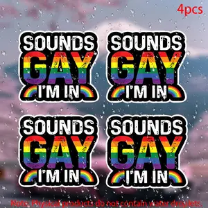 4pcs Lgbt Pride Rainbow Stickers, Durable Vinyl Material, Perfect for Doors Windows Laptops Bags Furniture Bumpers, Universal Car Sticker, Vibrant Colors, Decal For Cars