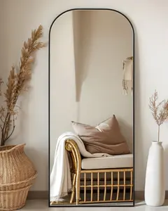 Full Length Mirror, 71"x28" Oversized Floor Mirror Freestanding, Arched Floor Standing Large Mirror Full Body Mirror with Stand for Bedroom, Hanging Mounted Mirror for Living Room Arched Full Length Decorative Mirror