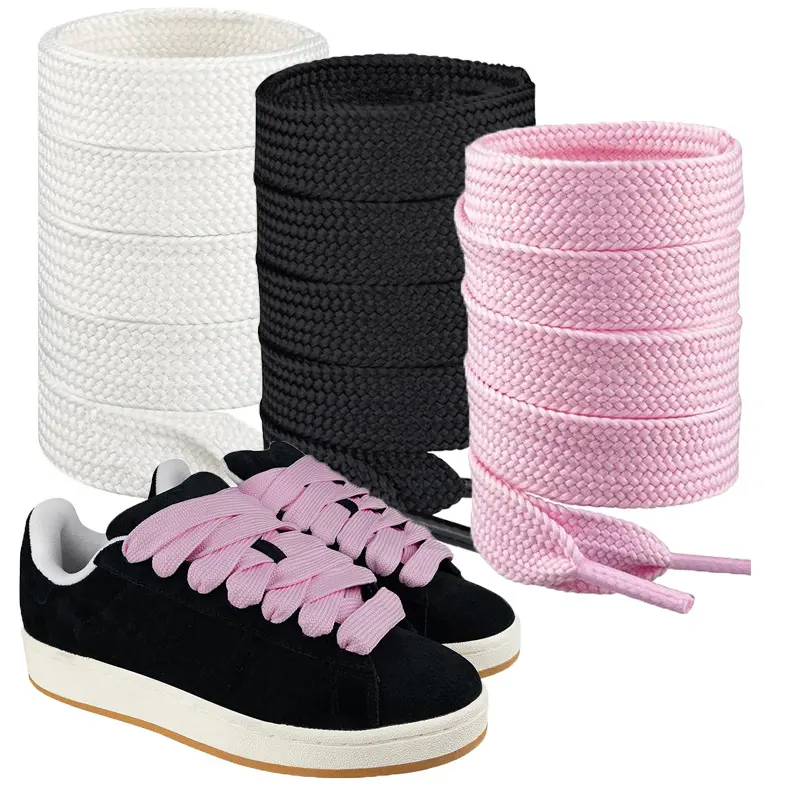 Pure Color Wide 2 Cm Shoe Laces, Suitable for Casual Shoes, Sports Shoes, Canvas Shoes, Real Color Shoelaces for Everyday Use